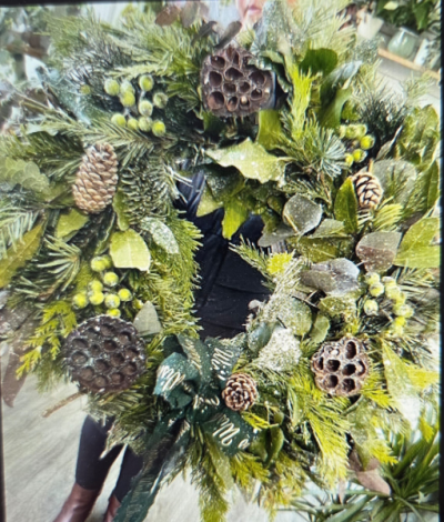 Natural Christmas Wreath - Embrace festive elegance with the 'Natural Christmas Wreath' from Four Seasons Florist Ltd.